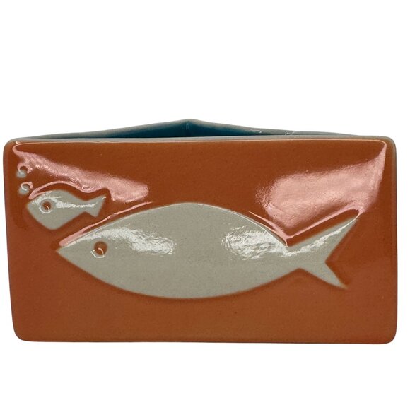 Vintage Modfish Orange Triangle Tiki Bowl Mug Ken Ruzic Tiki Farm 2015 MCM - Picture 4 of 9